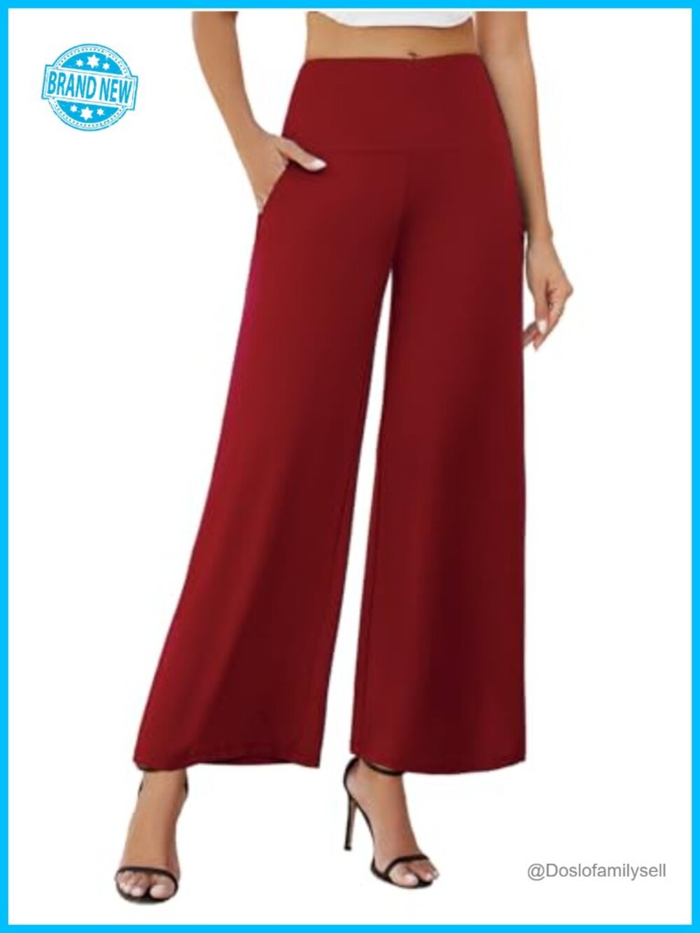Women's Stretchy Wide Leg Palazzo Lounge Pants with Pockets